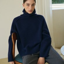 WOOL TURTLE NECK PULLOVER_NAVY