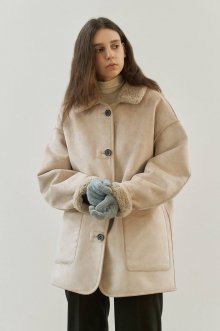 Reversible shearling jacket (beige)