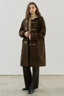 Alpaca duffle long coat (brown)