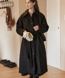 Shearing Collar Balmacaan Coat - Black