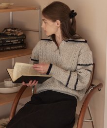 Mary Collar Knit - Grey