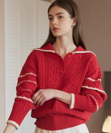 Mary Collar Knit - Red