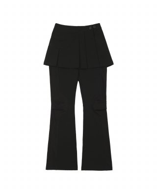 2-way Pleats Skirt Pants / Black