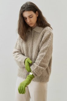 Brush alpaca zip-up knit (warm beige)