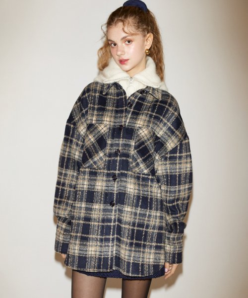 살롱 드 욘(SALON DE YOHN) Check Wool Shirt_ Navy - 사이즈 & 후기 | 무신사