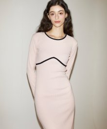 Line Point Jersey Dress_ Pink