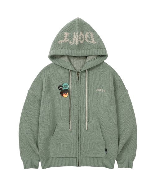 MUSINSA | AJOBYAJO [PBA] DBOF Wool Knit Zip-Up Hoodie [MINT]