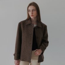 Wool check collar jacket