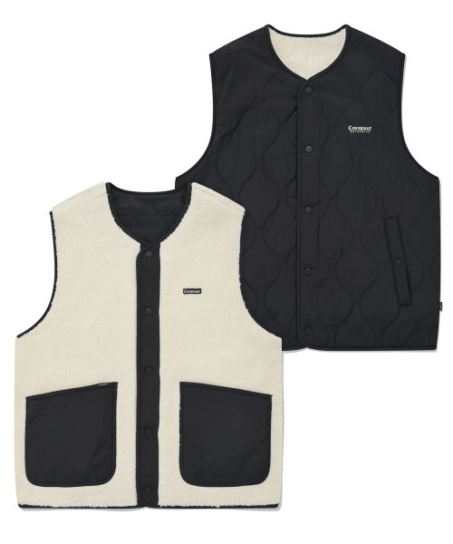 MUSINSA | COVERNAT Reversible Sherpa Vest Ivory