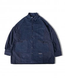 [AG X AJO] Oversized Corduroy Mixed Shirt Jacket [NAVY]