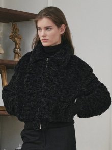 Fur Shearing Crop Jacket - Black