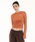 Wool tencel shirring crop Top [Tangerine]