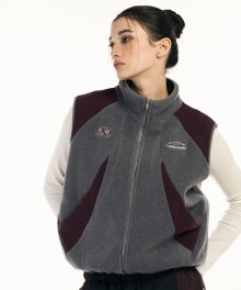 Fleece color panel Vest [Grey/Plum]