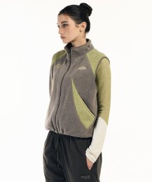 Fleece color panel Vest [Khaki/green]