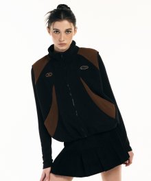 Fleece color panel Vest [Black/Brown]