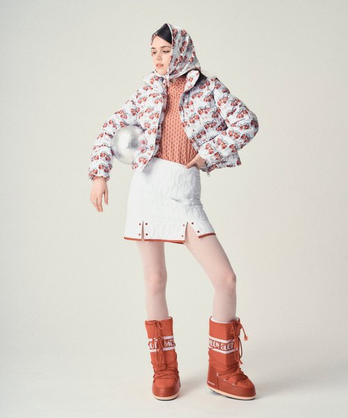Frosty Hollyberries Print Down Jacket