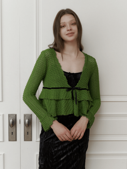 MUSINSA KINDABABY green ruffle cardigan