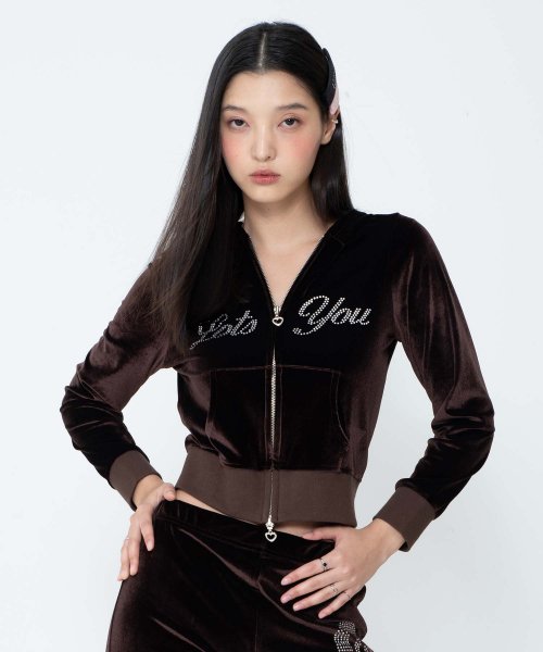 Black velvet cheap zip up jacket