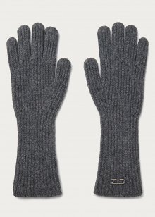 Wool cashmere ribbed gloves_Heather Grey