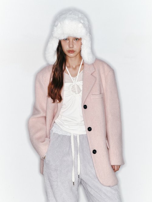 Pink mohair outlet coat