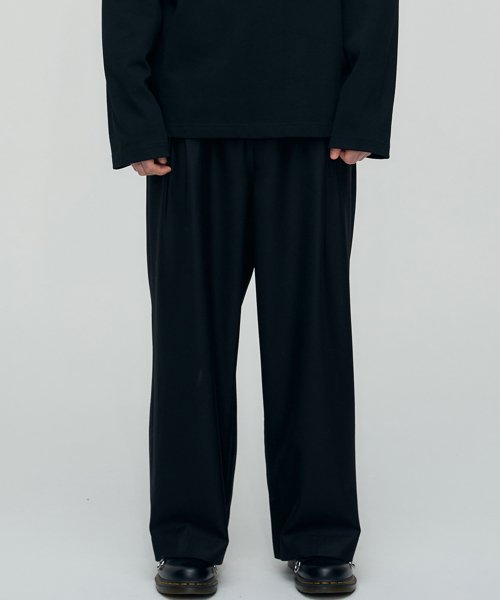 INVERTED PLEATS REAL WIDE FIT BANDING SLACKS