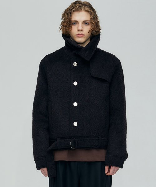 ALPACA HIGHNECK CROPPED BLOUSON (DEEPER BROWN)