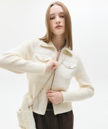 LX POCKET KNIT ZIP UP(CREAM)