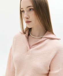 LX DOUBLE COLLAR TOP(BABY PINK)