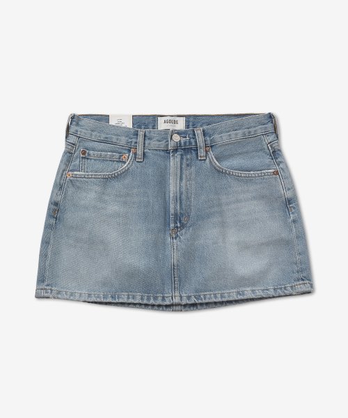 MUSINSA AGOLDE Women s Mini Rib Denim Skirt Light Indigo