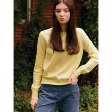 [basic] Round Neck Knit Pullover  Lemon Yellow