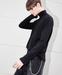 BLACK highneck cable knit t-shirts (RT205)