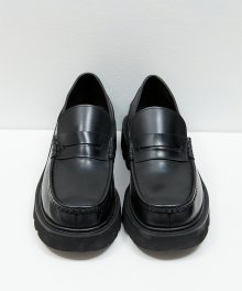 BLACK leather piping detail penny loafer(RH203)