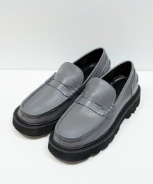 GREY leather piping detail penny loafer(RH204)