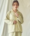[W/M]옐로우 벨벳 스트라이프 기모 긴팔 세트 성인 잠옷