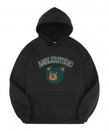 Green Bear 남여공용 오버핏 기모 후드 티셔츠 AHP909 (블랙)