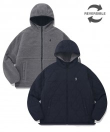 QUILTED BOA REVERSIBLE PARKA GRAY / NAVY