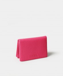 Leather namecard wallet_ Hot pink