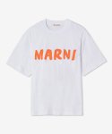 마르니(MARNI) 여성 박시 핏 로고 반소매 티셔츠 - 릴리 화이트:오렌지 / THJET49EPHUSCS11L2W01