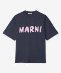 마르니(MARNI) 여성 로고 반소매 티셔츠 - 블루 블랙 / THJET49EPHUSCS11L1B99