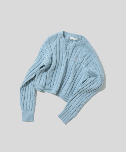 Укороченный кабельный трикотаж Light Blue