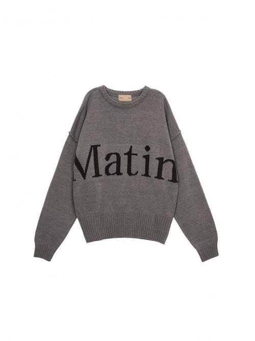 MUSINSA | MATIN KIM BIG LOGO KNIT PULLOVER IN GRAY