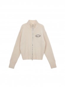 HIGH NECK ZIP CARDIGAN IN IVORY