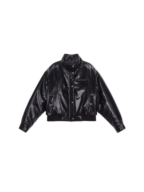 MUSINSA | MATIN KIM HIGH NECK LEATHER JACKET IN BLACK