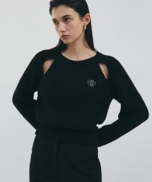 NICOLE RIBBED CUT OUT SWEATER_BLACK
