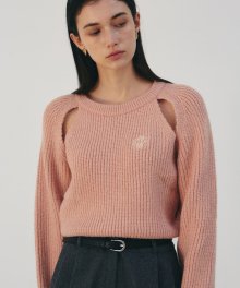 NICOLE RIBBED CUT OUT SWEATER_INDI PINK