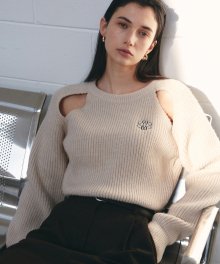 NICOLE RIBBED CUT OUT SWEATER_INDI BEIGE