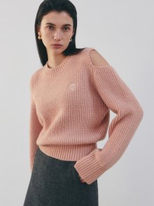 NICOLE RIBBED SHOULDER CUT OUT SWEATER_INDI PINK
