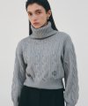 NICOLE CABLE TURTLENECK KNIT_GRAY