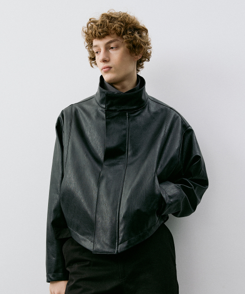MENS кожаный CROPPED куртка
