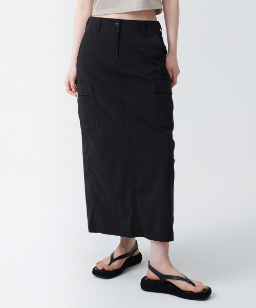 Womens Cargo Maxi Skirt [Black]